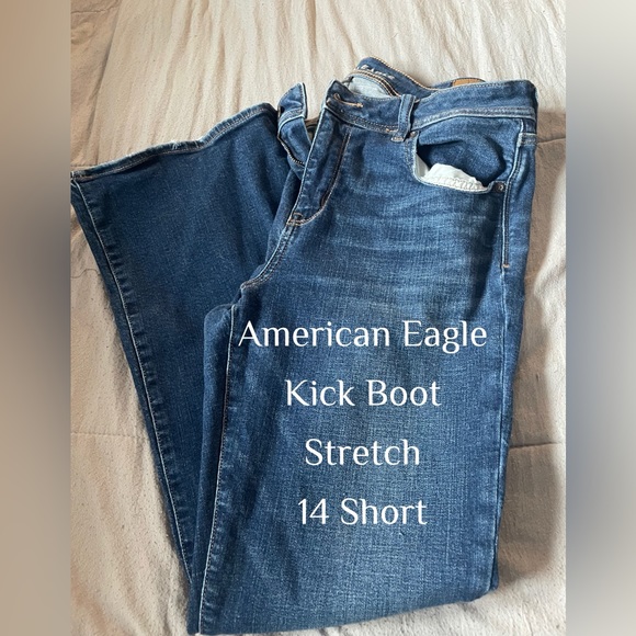 American Eagle kick boot jean in size 14 short stretch, blue color - Picture 1 of 1